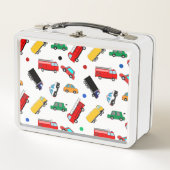 キッズネームバックパックカーレース新学期 メタルランチボックス (正面)