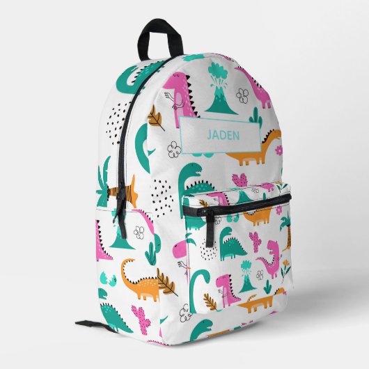 キッズネームバックパックダイナウソール新学期 プリントバックパック (裏面左端)