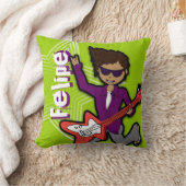 キッズネームロックスターギターグリーン&パープルピロー クッション (ブランケット)