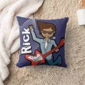 キッズネームロックスターギターボーイダークブルー枕 クッション (ブランケット)