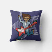 キッズネームロックスターギターボーイダークブルー枕 クッション (裏面)