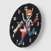キッズネームロックスターギターボーイネーム時計 ラージ壁時計 (傾斜)