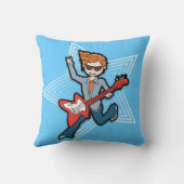 キッズネームロックスターギターボーイブライトブルー枕 クッション (裏面)