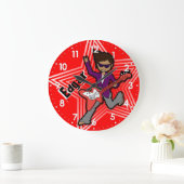 キッズネームロックスターギターボーイレッドクロック ラージ壁時計 (ホーム)