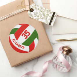 キッズネームjersey number red green volバレーボール ラウンドシール