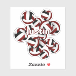 キッズネームmaroon black team colorsバレーボール シール