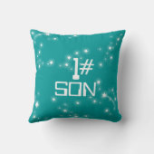 キッズネームrocket宇宙エクスプローラーティール（緑がかった色）ブルーピロー クッション (裏面)