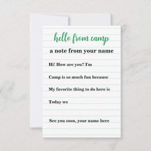 キッズノテパーソナライズされたカーズフォーサマーキャンプ サンキューカード (正面)