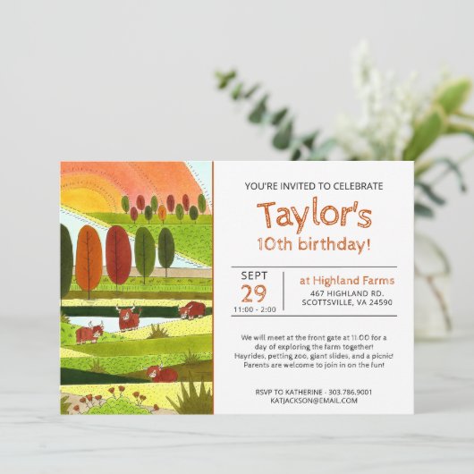 キッズハイランド牛秋ファームバースデーパーティインビタ 招待状 (スタンド正面)