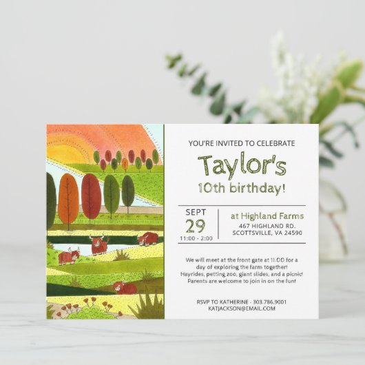 キッズハイランド牛秋ファームバースデーパーティインビタ 招待状 (スタンド正面)