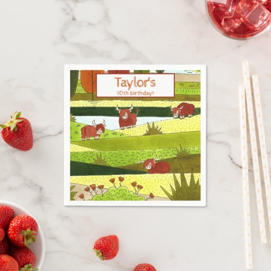 キッズハイランド牛秋ファームバースデーパーティー スタンダードカクテルナプキン (インサイチュ)