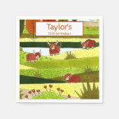 キッズハイランド牛秋ファームバースデーパーティー スタンダードカクテルナプキン (正面)