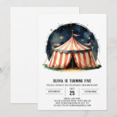 キッズハッピーお祝いサーカス誕生日 招待状 (正面/裏面)