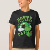 キッズハッピーセントパットトレックスデイディーノSt patricks dayへ Tシャツ (正面)