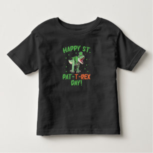 キッズハッピーセントパットトレックスデイディーノSt patricks day トドラーTシャツ