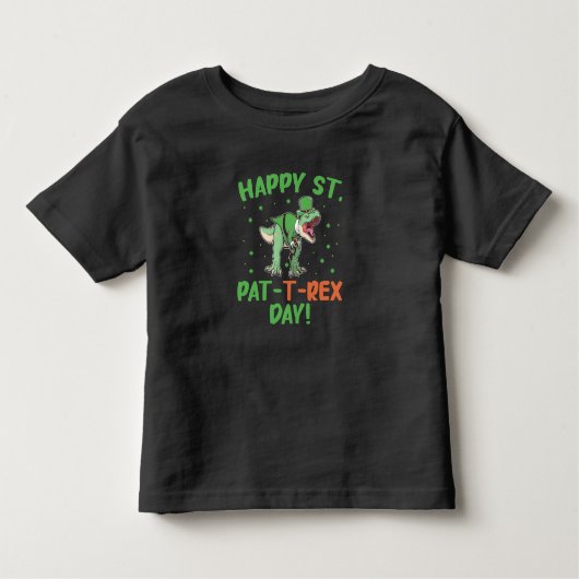 キッズハッピーセントパットトレックスデイディーノSt patricks day トドラーTシャツ (正面)