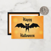 キッズハッピーハローウィンかわいいブラックこうもり ノートカード (正面/裏面インサイチュ)