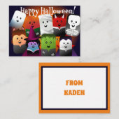 キッズハッピーハローウィンかわいい漫画モンスター ノートカード (正面/裏面)