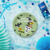 キッズハッピーハローウィンスカルパーティープレート ペーパープレート (パーティー)