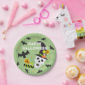 キッズハッピーハローウィンスカルパーティープレート ペーパープレート (パーティー)