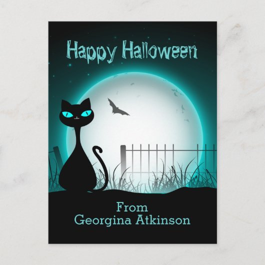キッズハッピーハローウィンブラックキャット ポストカード (正面)