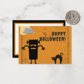 キッズハッピーハローウィン不気味モンスター ノートカード (正面/裏面インサイチュ)