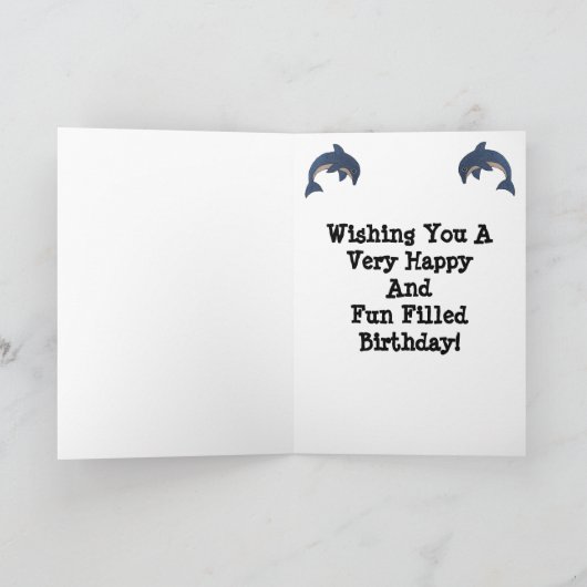 キッズハッピーバースデーおもしろいシャイニーブルージャンピングドルフィン カード (内部)