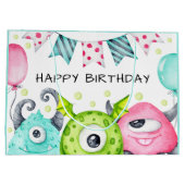 キッズハッピーバースデーかわいいモンスター ラージペーパーバッグ (裏面)