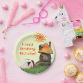 キッズハッピーバースデーギニアピグマッシュルームハウス ペーパープレート (パーティー)