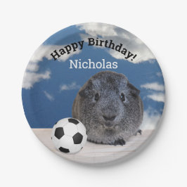 キッズハッピーバースデーギニアピッグサッカーボールカスタム ペーパープレート