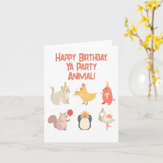 キッズハッピーバースデーパーティーアニマルボーイズサファリ カード (黄色い花)