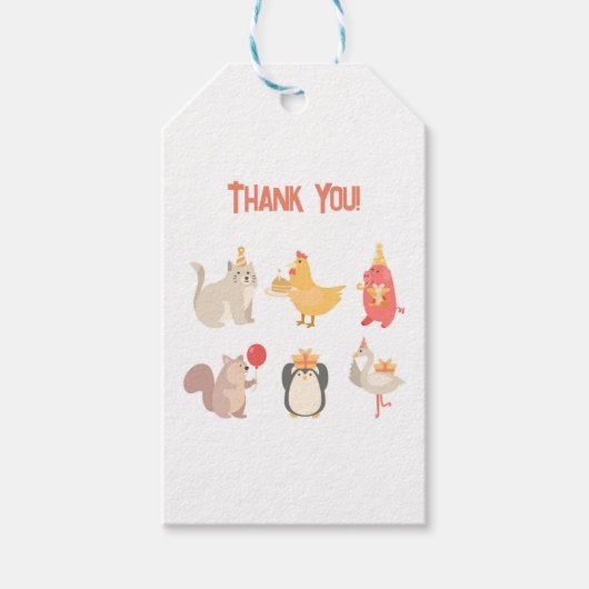 キッズハッピーバースデーパーティーアニマルボーイズサファリ ギフトタグ (正面)