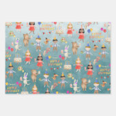 キッズハッピーバースデーパーティーインクルーシブ民族 ラッピングペーパーシート (正面3)