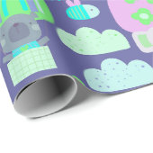 キッズハッピーバースデーパープルピンクかわいい動物 ラッピングペーパー (ロールコーナー)