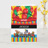 キッズハッピーバースデー |サーカスおもしろい カード (黄色い花)