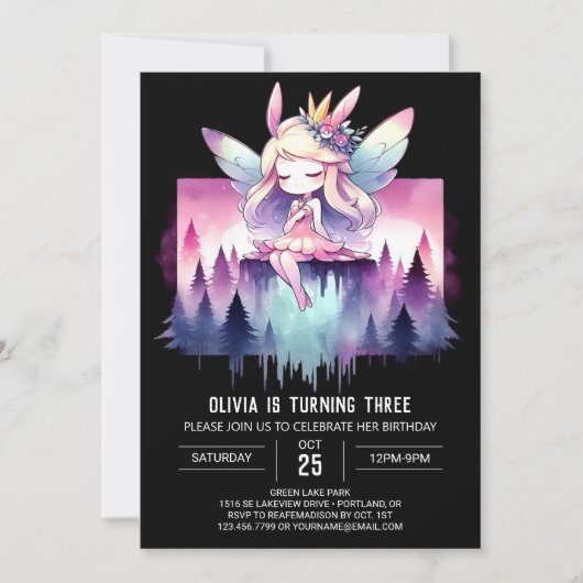 キッズハッピーフェアリー誕生日 招待状 (正面)