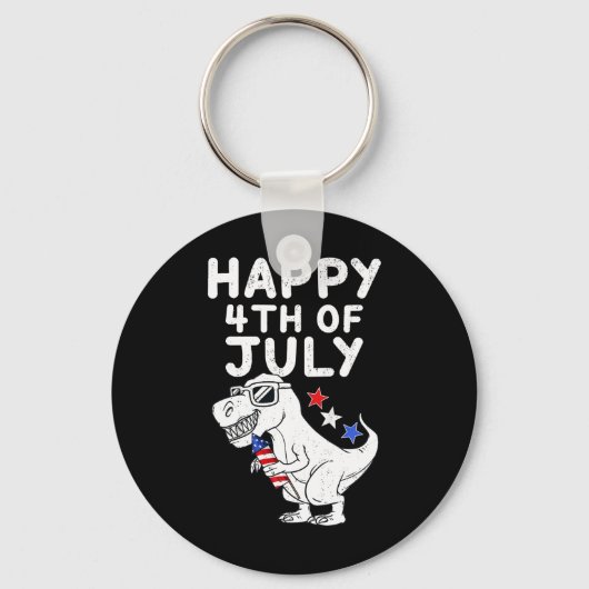 キッズハッピー7月4日Tレックス愛国おもしろい幼児 キーホルダー (正面)