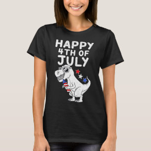 キッズハッピー7月4日Tレックス愛国おもしろい幼児 Tシャツ