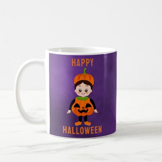 キッズハロウィンカボチャの衣装名前をカスタムする コーヒーマグカップ (左)