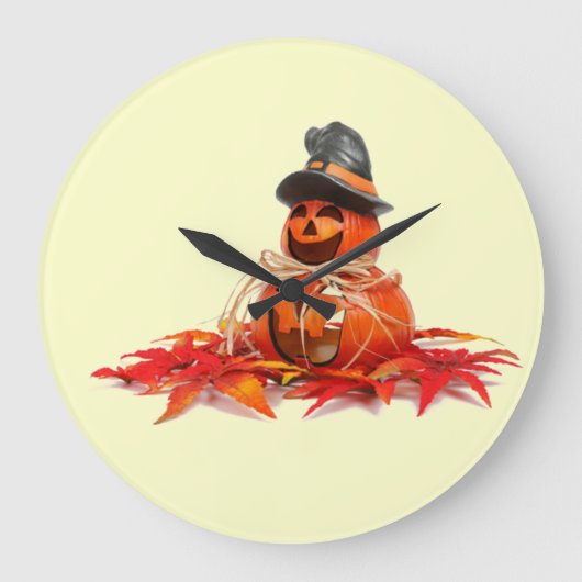 キッズハロウィンカボチャ ラージ壁時計 (正面)
