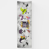 キッズハロウィンカラフルのトリックまたはバナーの治療 横断幕 (縦)