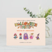 キッズハロウィンカラフルの衣装パーティー 招待状 (スタンド正面)