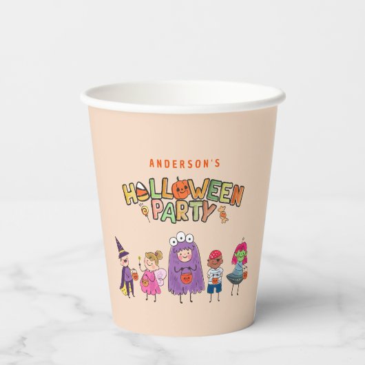 キッズハロウィンカラフルの衣装パーティー 紙コップ (裏面)
