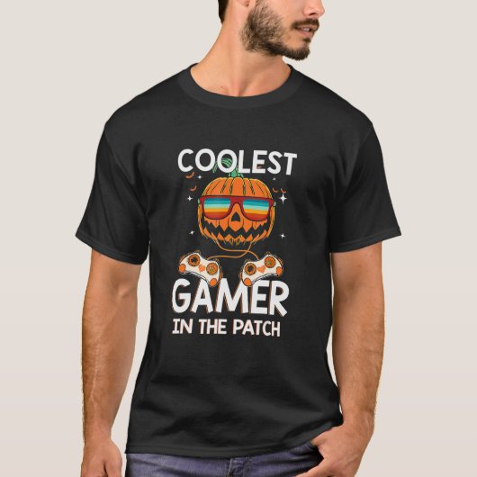 キッズハロウィンクールゲーマーのパッチボーイズGir Tシャツ (正面)