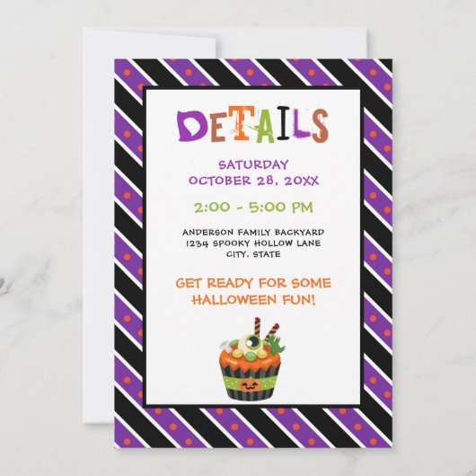 キッズハロウィンコスチュームパーティー9th誕生日 招待状 (裏面)