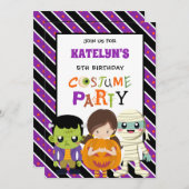 キッズハロウィンコスチュームパーティー9th誕生日 招待状 (正面/裏面)
