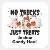 キッズハロウィンステッカー(お菓子をください) スクエアシール (正面)