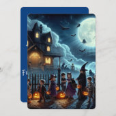 キッズハロウィンファンシードレス招待パーティーカード 招待状 (正面/裏面)