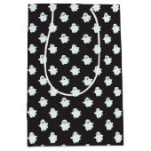 キッズハロウィンブラックと可愛いホワイト幽霊 ミディアムペーパーバッグ (正面)