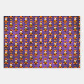 キッズハロウィンヴァンパイア、パンプキン、フランケンシュタイン ラッピングペーパーシート (正面)